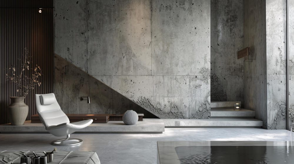 Microcement walls and floor in a living space
